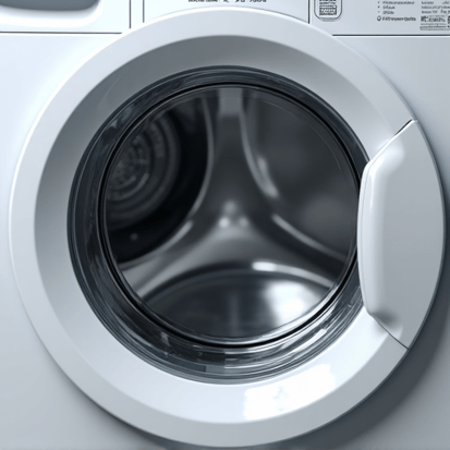 Certified technician inspecting the drum and motor of a modern washing machine during repair service.