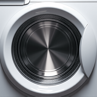 Certified technician inspecting the drum of a modern washing machine during a repair service call.