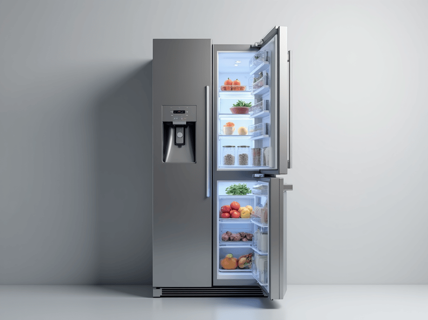 Expert technician performing fast refrigerator repair service in a modern kitchen in Rancho Cordova.