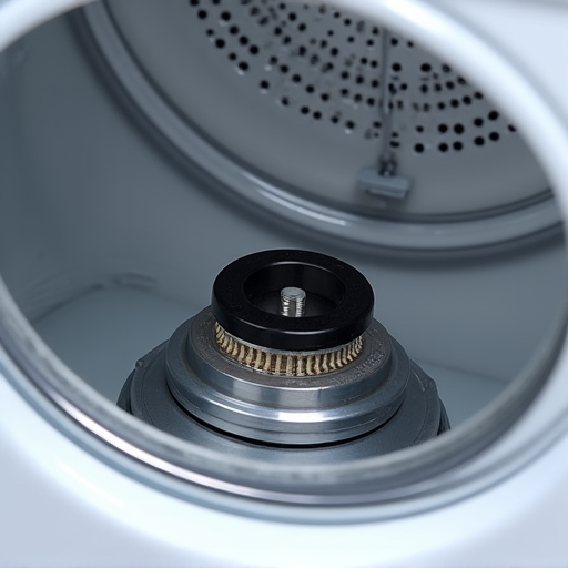 Replacement of a broken drive belt and pulley system on a collapsed dryer drum, demonstrating common mechanical repair capabilities.