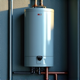 Licensed technician inspecting a water heater for safety issues, emphasizing emergency readiness.