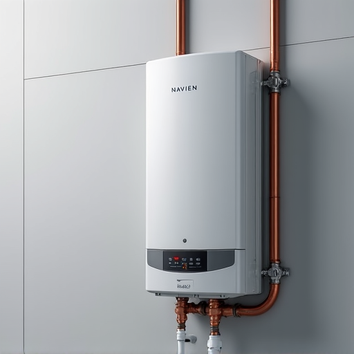 Licensed technician performing diagnosis on a high-efficiency tankless water heater system.