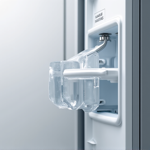 Close-up of a factory-trained technician testing electrical connections near a refrigerator