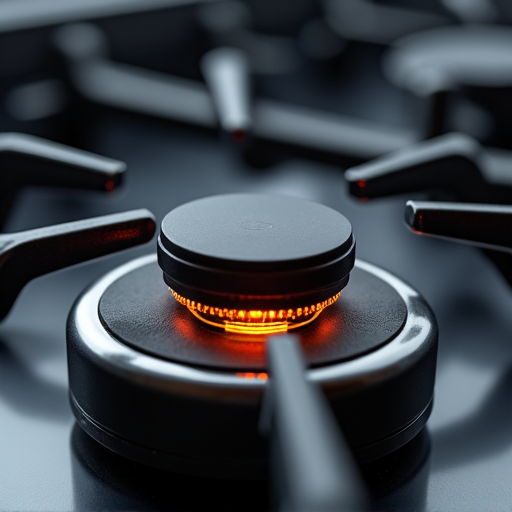 Professional appliance repair technician servicing a high-end gas range, focusing on oven thermostat and igniter components.
