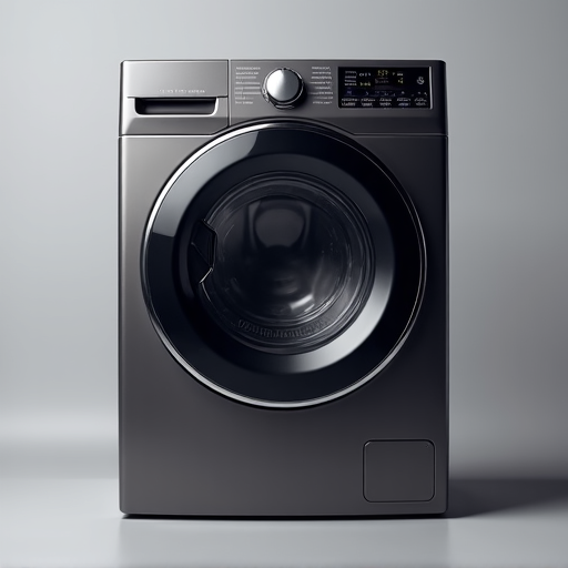 Licensed appliance technician performing detailed front-load washer repair on a high-efficiency unit.