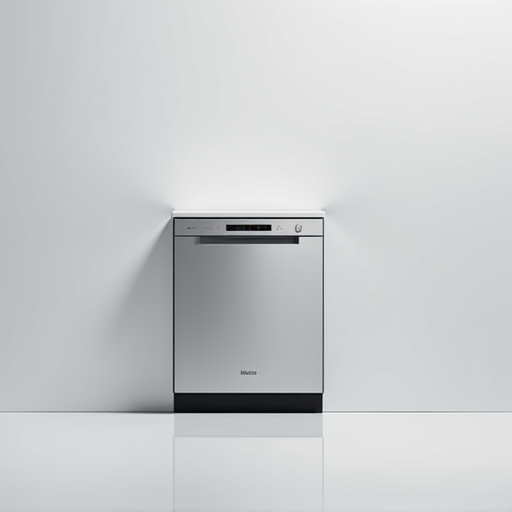 Close-up of a technician examining the control panel of a Miele dishwasher during a service call.