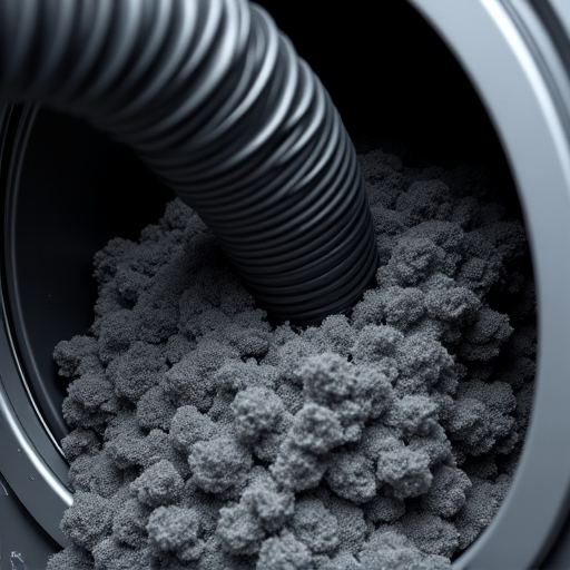 Side-by-side comparison image illustrating the toxic amount of lint removed from one dryer vent system during a routine cleaning service in Sacramento.