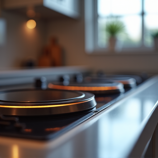 Technician servicing an electric coil cooktop element in a Roseville area home. Illustrates fast, reliable repair for standard electric cooking appliances.