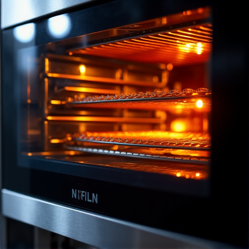 A technician performing complex internal diagnostics on a built-in oven, illustrating precision work available near the Business 80 corridor.