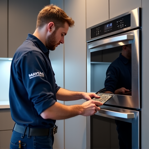 Our certified specialist working on a residential Maytag dryer unit, providing fast service within the Arden-Arcade area of Sacramento.