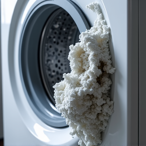 Close-up of mineral scale buildup removed from a washing machine component, typical of hard water issues in the Fair Oaks area.