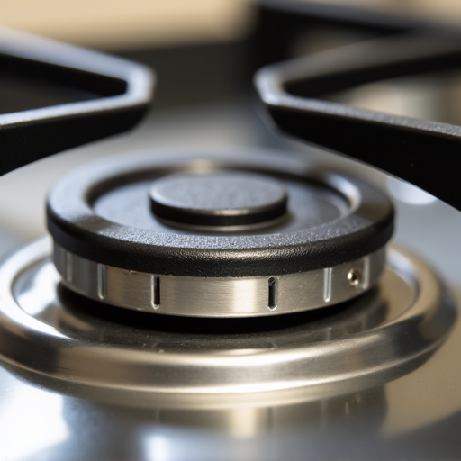 Close-up view of a gas range burner being serviced by a licensed technician in Folsom. The image highlights the precise reassembly of the ignition system ensuring safe gas appliance operation.