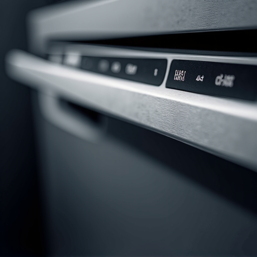 Successful high-end dishwasher pump replacement in a modern Folsom kitchen. A technician in Luxe Appliances gear performs diagnostics on a built-in stainless steel dishwasher unit.