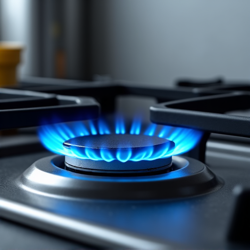 Close-up of a licensed technician performing a certified gas leak test on an oven burner system in a Sun City Roseville home.