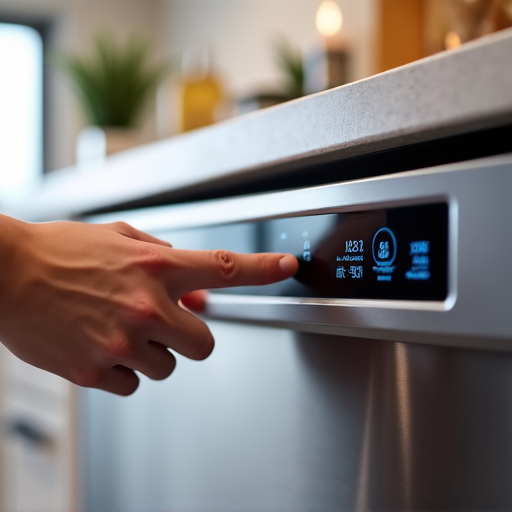 GE Profile dishwasher repair in a Fair Oaks kitchen, showing a technician completing diagnostics near Sunrise Blvd.
