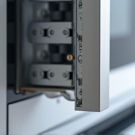 Detailed view of a serviced drawer microwave door mechanism, ensuring smooth operation. Essential repair for built-in units where clearance is minimal.