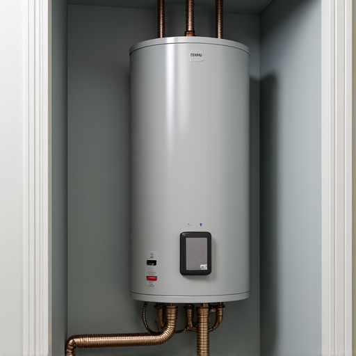 Spotless installation of a high-efficiency electric water heater in a utility closet, highlighting correct wiring and drain pan setup in Carmichael.
