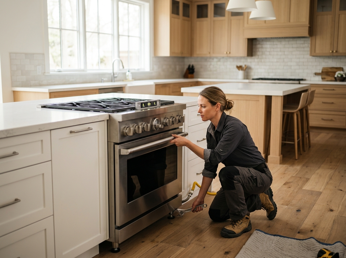 Completed installation of a new professional-grade range near Old Auburn Road in Citrus Heights. Proper leveling and connection verified by our licensed appliance specialists.