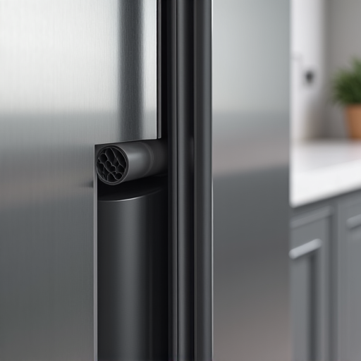 Detailed shot of a technician securely fitting a new perimeter seal on a high-end kitchen refrigerator door, guaranteeing an airtight closure.