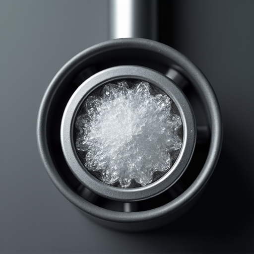 Close-up of a tankless water heater undergoing professional descaling, removing white hard water buildup.