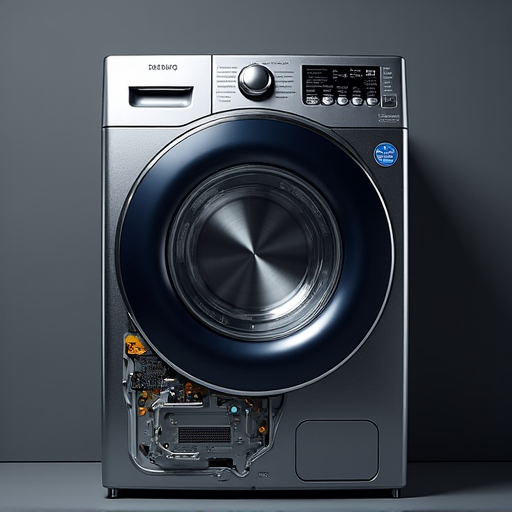 Successful repair of a Samsung washing machine exhibiting DC error codes in Elk Grove. Shows the inner workings of the appliance after successfully resolving the motor control board issue.