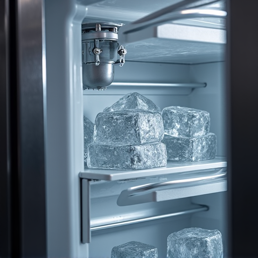 Close-up of a Sub-Zero ice machine being serviced, highlighting compressor area access for fast resolution of cooling issues for Folsom residents.