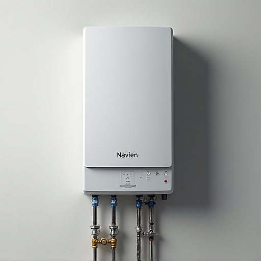 Close-up of a professionally installed, high-efficiency Rheem tankless water heater mounted on a wall, typical for homes served by the Citrus Heights Water District.