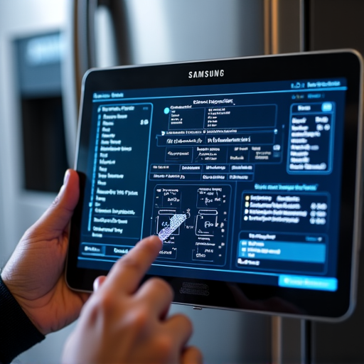 Licensed technician diagnosing a complex Samsung appliance error code in Folsom using proprietary OEM diagnostic software. Proof of advanced technical capability for complex electronic failures.