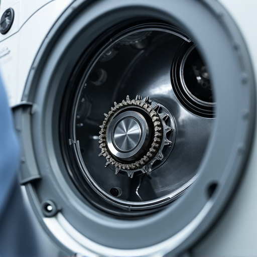 Detailed image showing the repair of the transmission and agitator mechanism on a traditional top-load washing machine in Roseville.