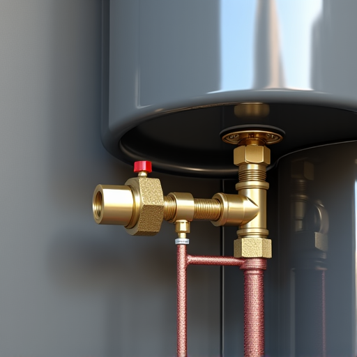 Detailed view of a water heater installation showing the required drain pan and properly routed discharge piping to the exterior, ensuring safety and compliance.