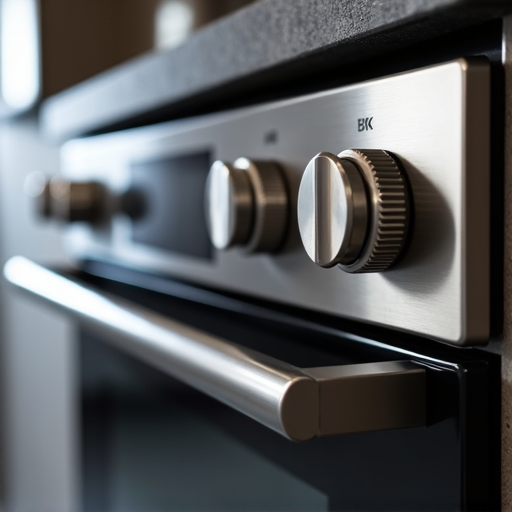 Licensed technician inspecting a gas oven in an Elk Grove kitchen for repair needs, showing expertise in complex appliance diagnostics.