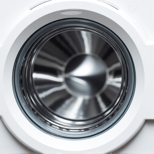 Professional technician performing diagnostic check on a modern front-load washing machine in a clean laundry room.