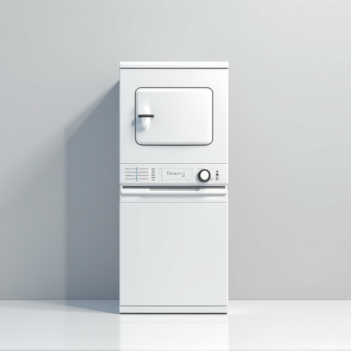 Technician performing stackable washer dryer repair in a compact Sacramento laundry closet.