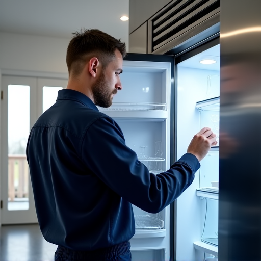 Technician performing expert Sub-Zero and Wolf appliance repair in a luxury Sacramento kitchen.